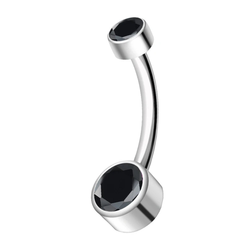 ASTM F136 Titanium Internally Threaded Navel Rings 10mm 12mm with round CZ Belly Bu additional angle