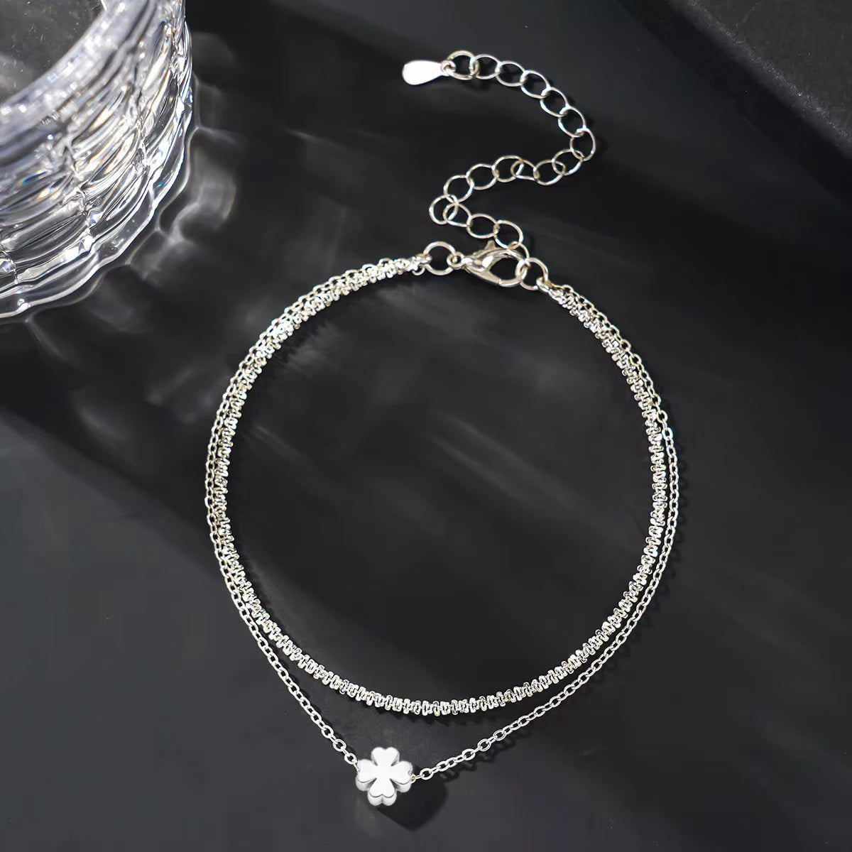 New 925 Sliver Plated CZ Anklet Bracelets for Women Girl Trendy Waterproof Zircon Charm detail view