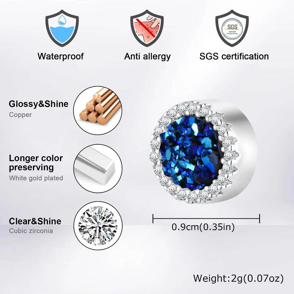 Vnox Magnetic Clip Earrings Non Piercing, Hip Hop Zircon Studs for Men Women, Fashi additional angle