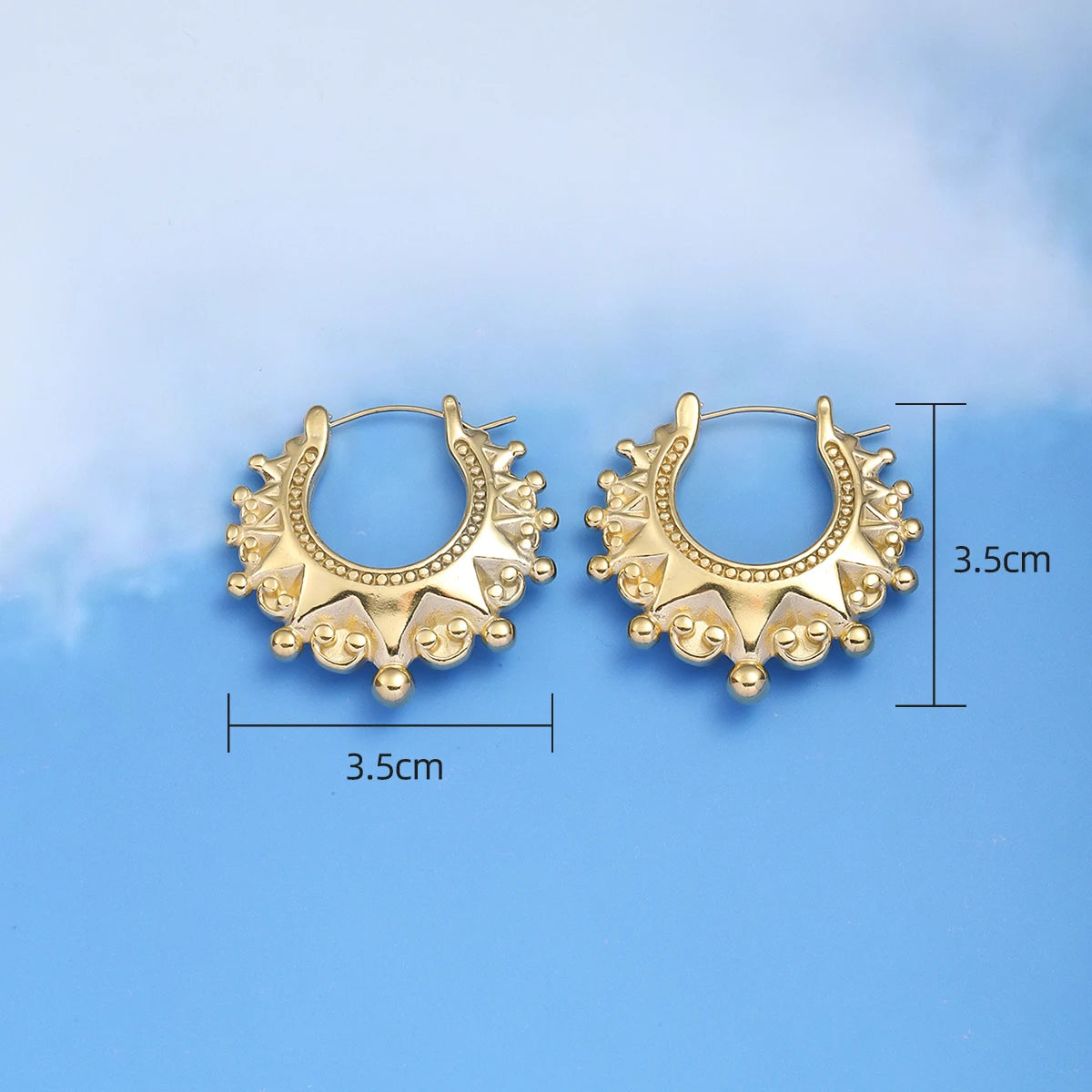 Vintage Stainless Steel Pointed Hoop Earrings | Victorian Bohemian Ear Jewelry additional angle