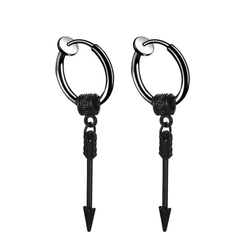 Black Arrow Punk Stainless Steel Stud Earrings | Unisex Gothic Ear Clip Set alternate view