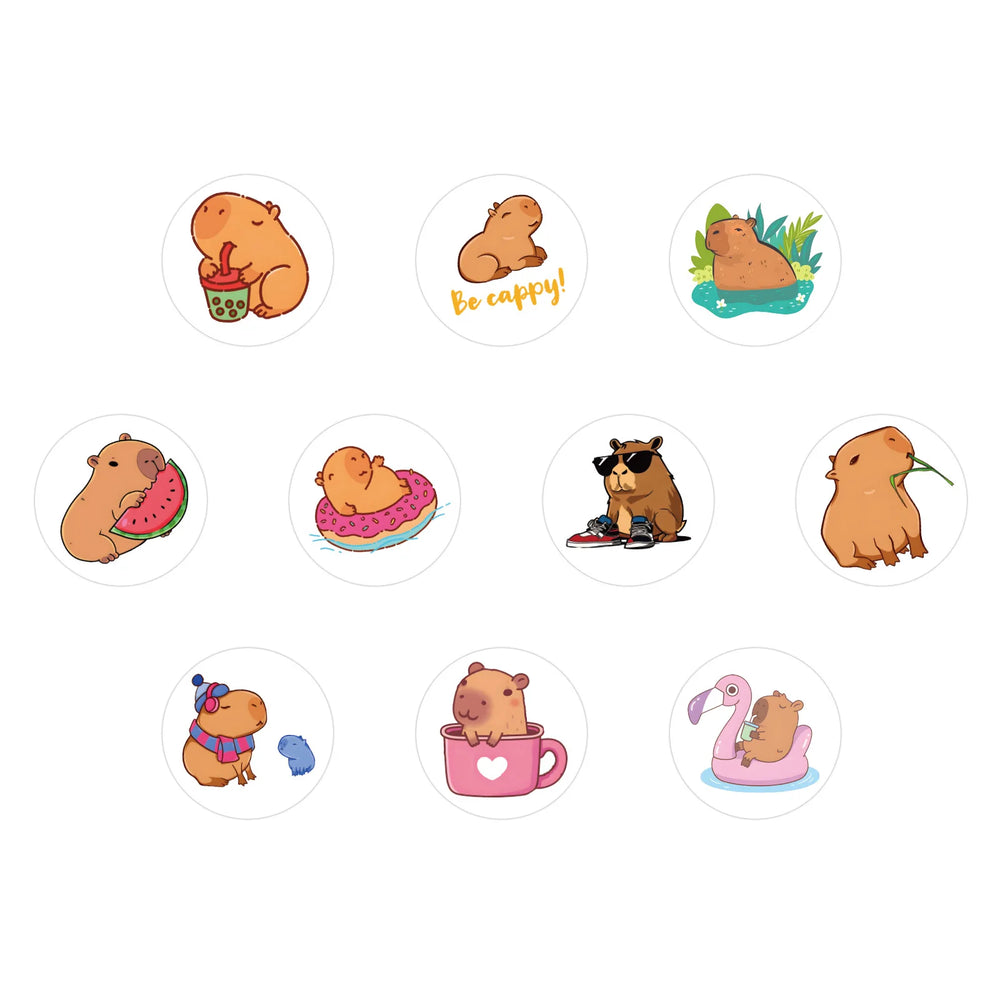 Cute Plump Capybara Cartoon Stickers | 100-500pcs Kawaii Animal Sticker Set for DIY Scra detail view