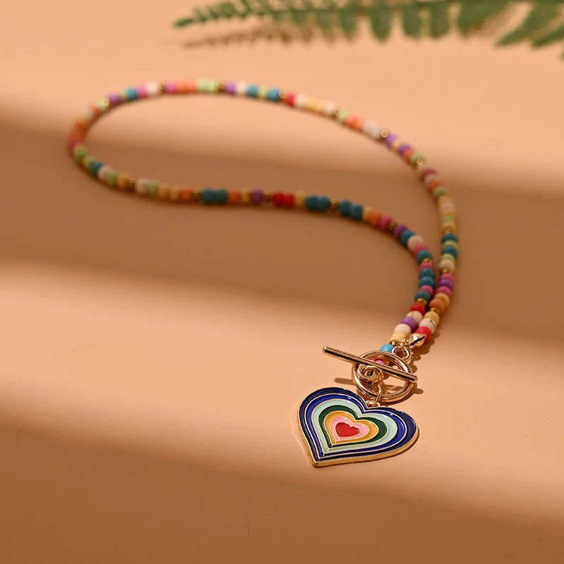 Colorful Stone Choker Necklace | Round Evil Charm Pendant for Women lifestyle view
