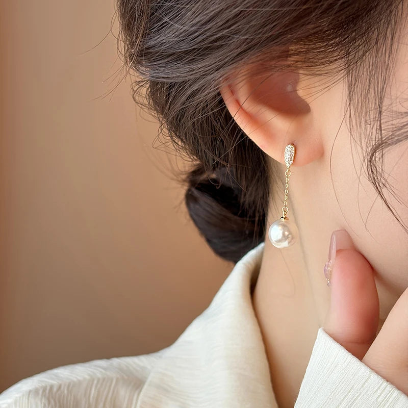 Elegant Drop Pearl Tassel Earrings | Fashion Jewelry for Women close-up view