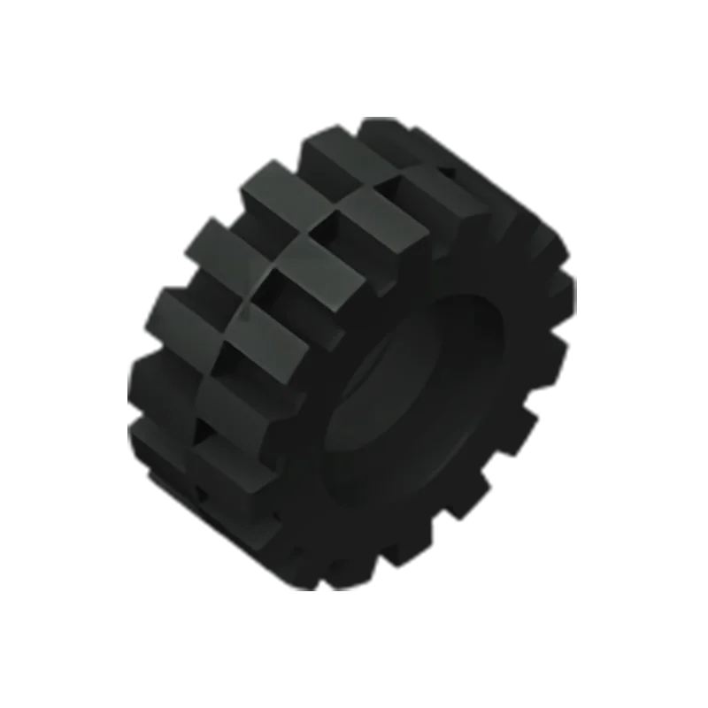Gobricks GDS-1071 Tire 15mm D. x 6mm Offset Tread Small | Compatible Building Block Whee detail view