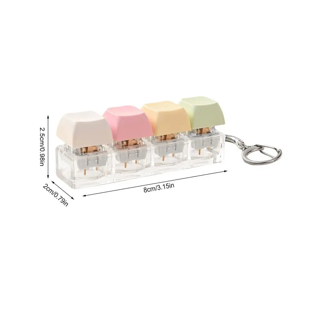 Keyboard Fidget Keychain 4 Keys Finger Button Anti-Stress Toy Mechanical Keycap