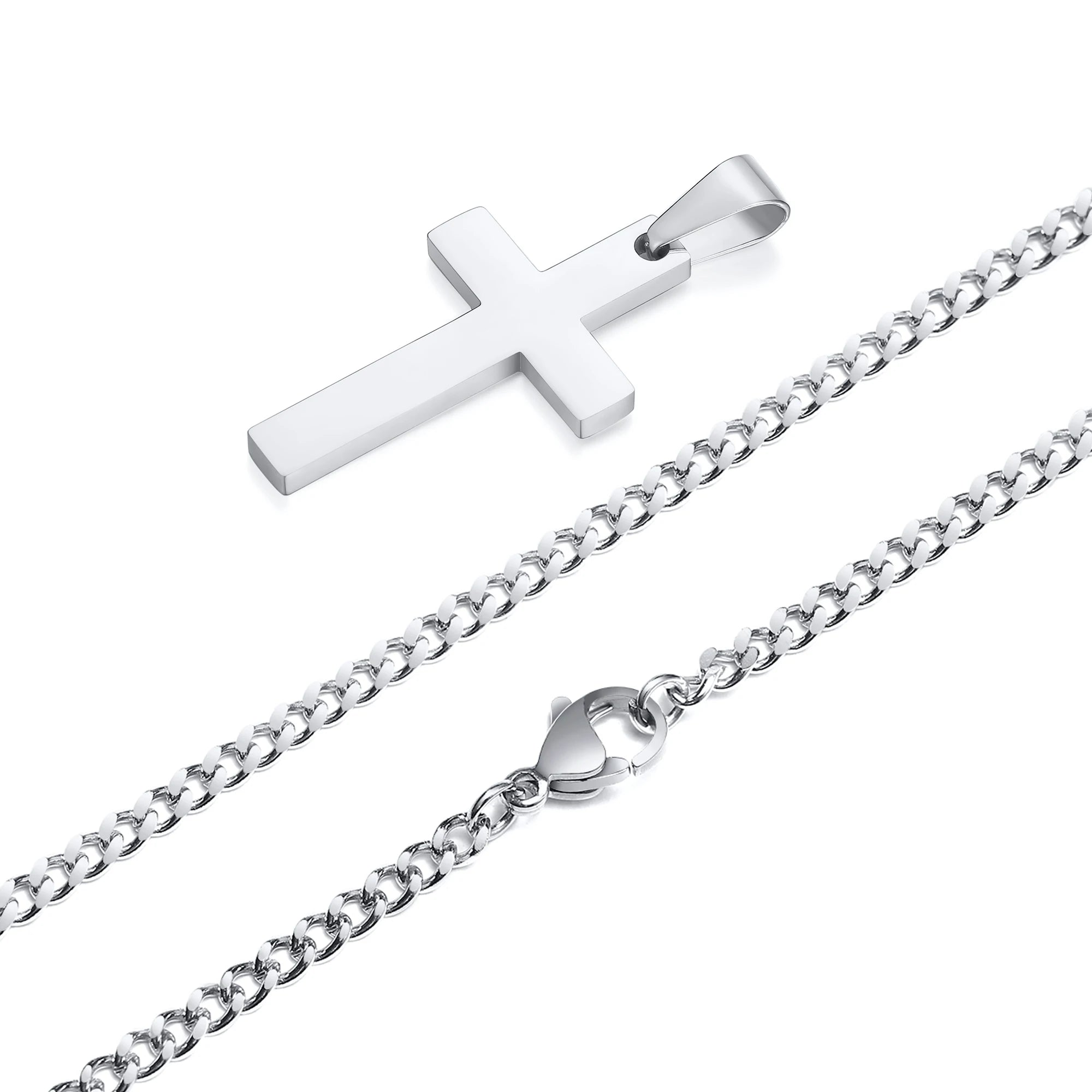 Casual Cross Pendant Necklace for Men | Waterproof Stainless Steel Jewelry Gift alternate view