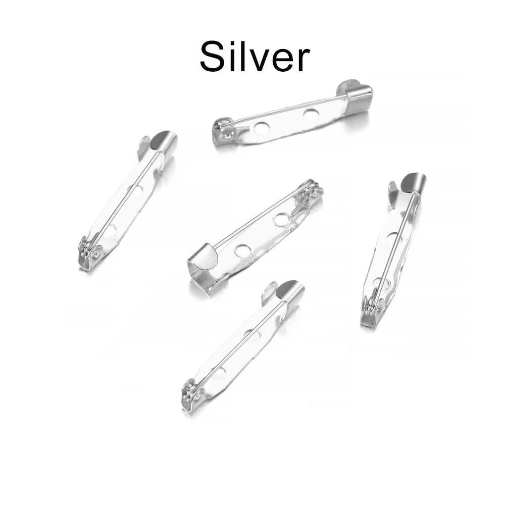 50pcs 15/20/25/30/35/40mm Brooch Clip Base Pins Brooch Pin Base Brooch Settings Blank Base For DIY Jewelry Making Supplies