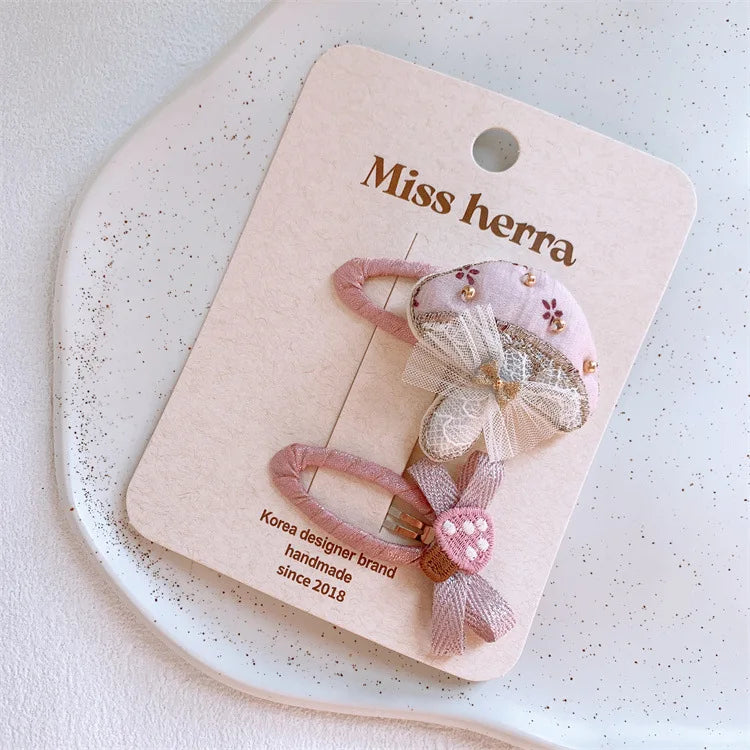 2Pcs/set Kids Kawaii Love Butterfly BB Clips Cute Pink Hair Clips Girls Barrettes Hairpi detail view