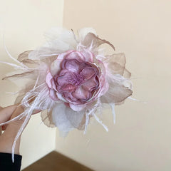 Pink Flower Hair Claws for Women Fashion Sweet Big Hairpin Temperament Grab Clip Lace Hair Accessories Wholesale Gifts