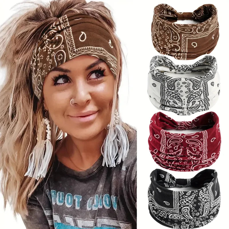 Bohemian Soft Twist Knotted Wide Edge Headband Women Sports Soft Yoga Turban Bandana HeadScarf Bande