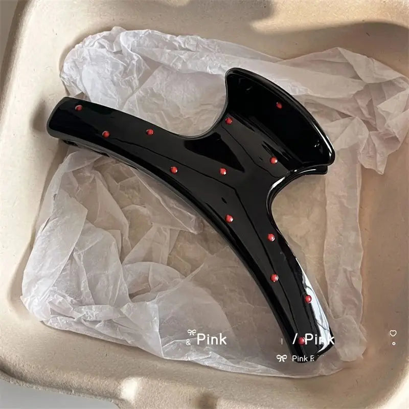 2pcs Vintage Red Polka Dot Ribbon Bow Shark Clip Hairpin Hair Claw Crab Barrettes Elegant Headwear Hair Accessories Women Gift