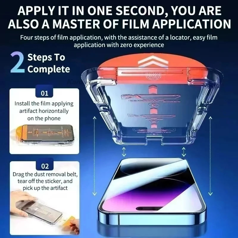 1-3Pcs Dust Free Installation Screen Protector for iPhone 17 Pro Max 16 15 14 13 12 11 close-up view