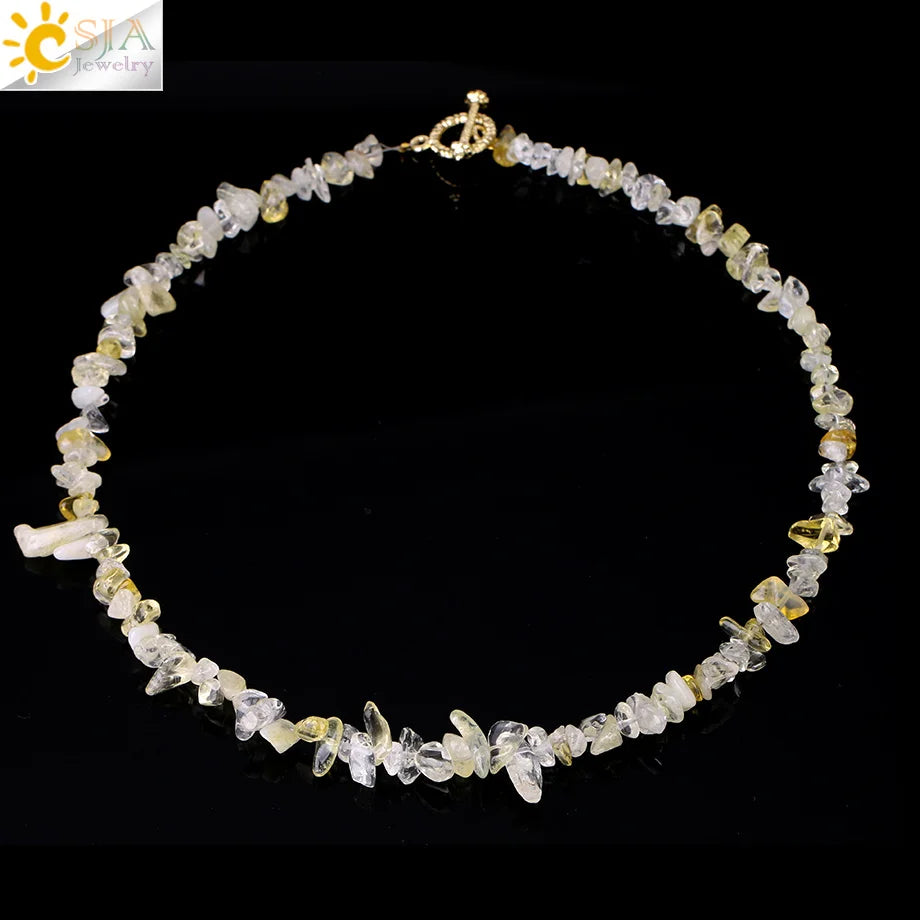 Natural Chip Stone Choker Necklace | Bohemia Crystal Bead Jewelry close-up view
