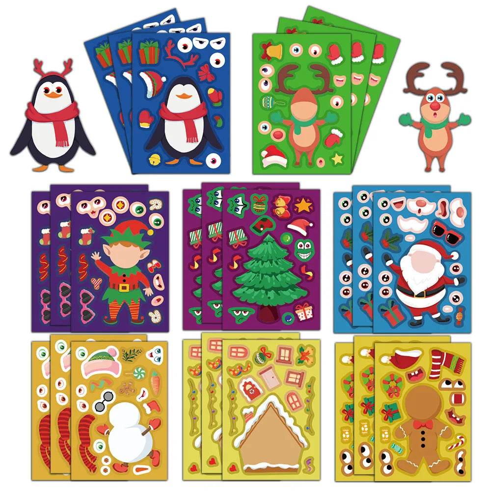 8PCS Christmas Face Changing Series Stickers Account Materials Skateboarding Notebook Gooka Stickers