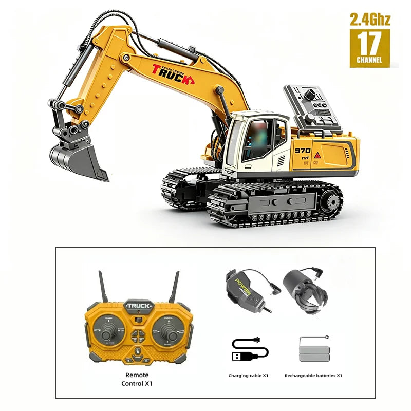 1/18 RC Alloy Spray Excavator Truck 17CH Engineering Vehicle Sound Lights 680 Degree Rot detail view