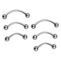 6Pcs Eyebrow Piercing Banana Shape Lip Ring Stainless Steel Curved Barbell Stud Helix Navel Cartilag