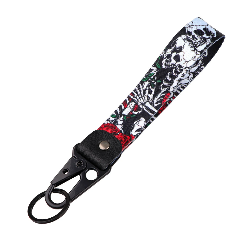 Skeleton Car Keychain | Scary Key Ring Jewelry for Men Women Motorcycle Lanyard Hallow close-up view
