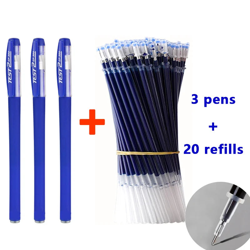 Pens Set Black Blue Red Refill Gel Pen Bullet Tip 0.5mm School alternate view