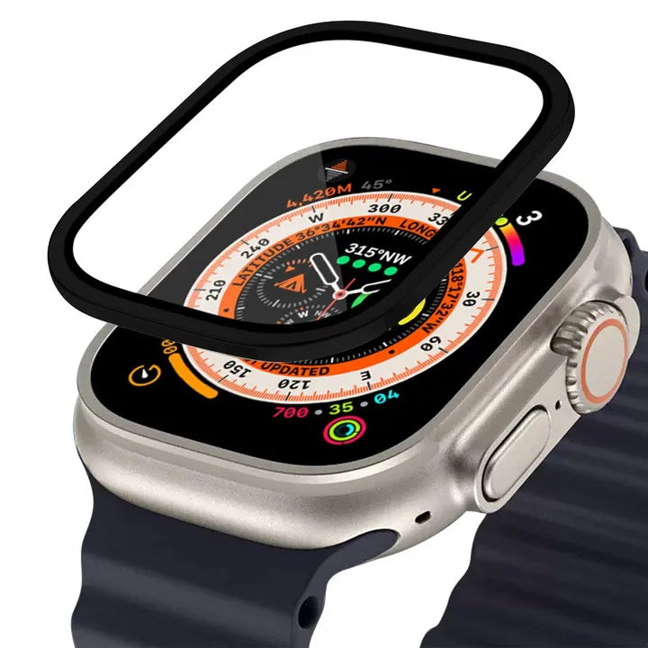 Metal Aluminum Alloy Case for Apple Watch Ultra 3 49mm Screen Scratch-proof Protective Cover Frame+HD Tempered Glass Film Shell