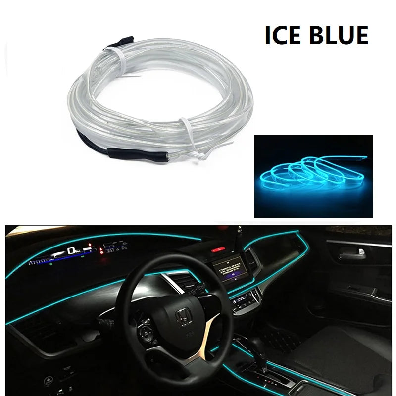10m/3m/5m Neon LED Car Interior Lighting Strips Auto LED Strip Garland EL Wire Rope Car Decoration lamp Flexible Tube 12V
