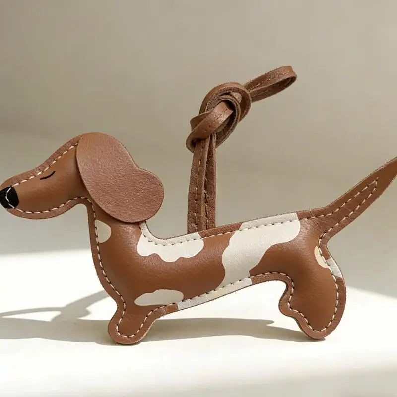 NEW Dachshund Dog Keychain Cute Pendant Puppy PU Leather Key Ring Accessory Animal Ba alternate view