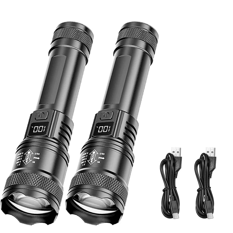 LED Tactical Flashlight P50 Telescopic Zoom Rechargeable additional angle