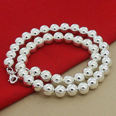 925 Sterling Silver Bead Chain Necklace | Smooth Ball Chain 4MM to 10MM Unisex Jewelry close-up view