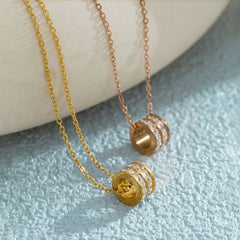 Double Row CZ Pendant Necklace 18K Gold Plated Stainless Steel Waterproof Hypoallergenic detail view