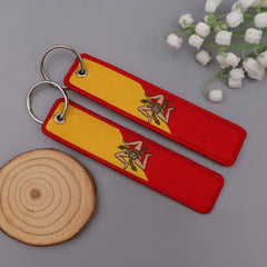 National Flags Embroidery Key Fob | Motorcycle Car Backpack Keychain close-up view