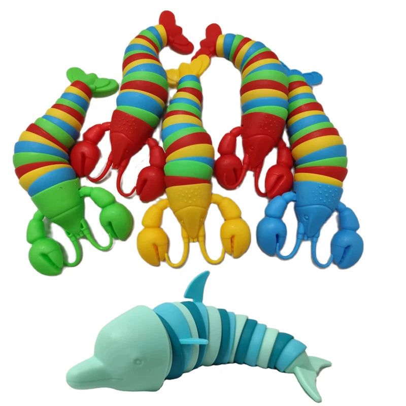 Colorful Slug lobsterToy Articulated Flexible 3D Slug Fidget Toy All Ages Relief Anti alternate view