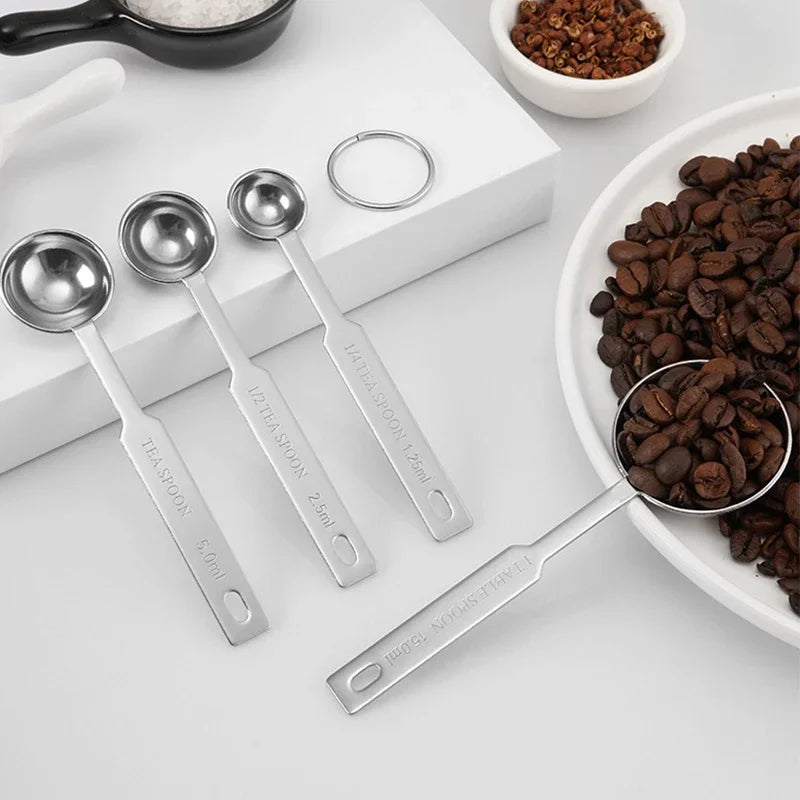 Stainless Steel Measuring Spoon Set 4-Piece | Stackable Kitchen Scoops lifestyle view