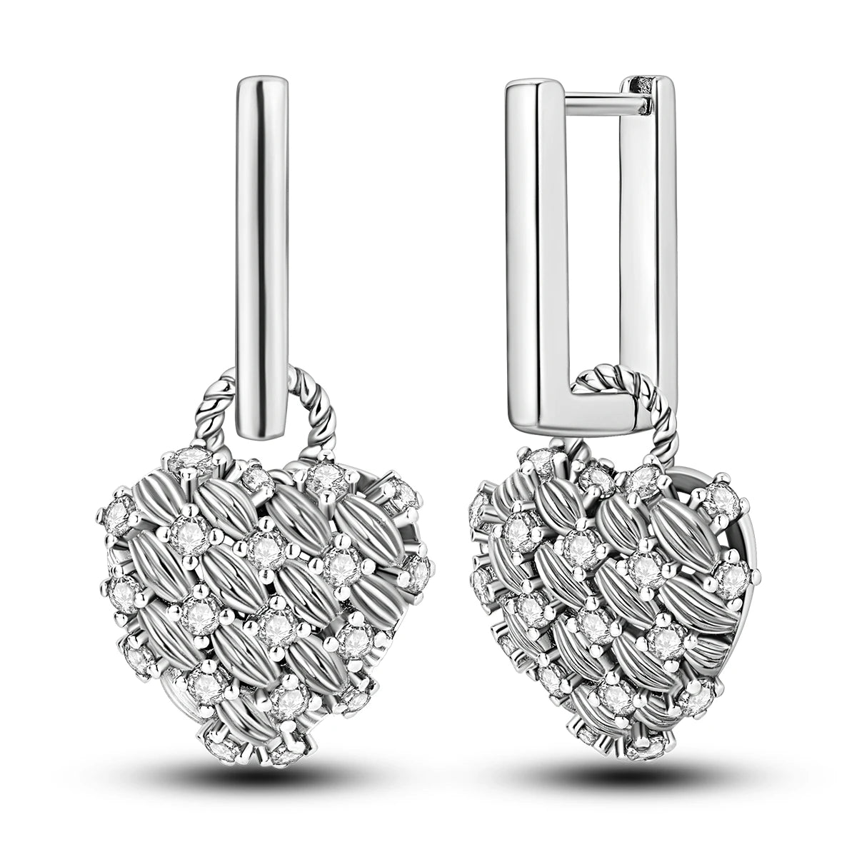Original 925 Sterling Silver Women Hoop Earrings High Quality Shine Zircon U Shaped C lifestyle view