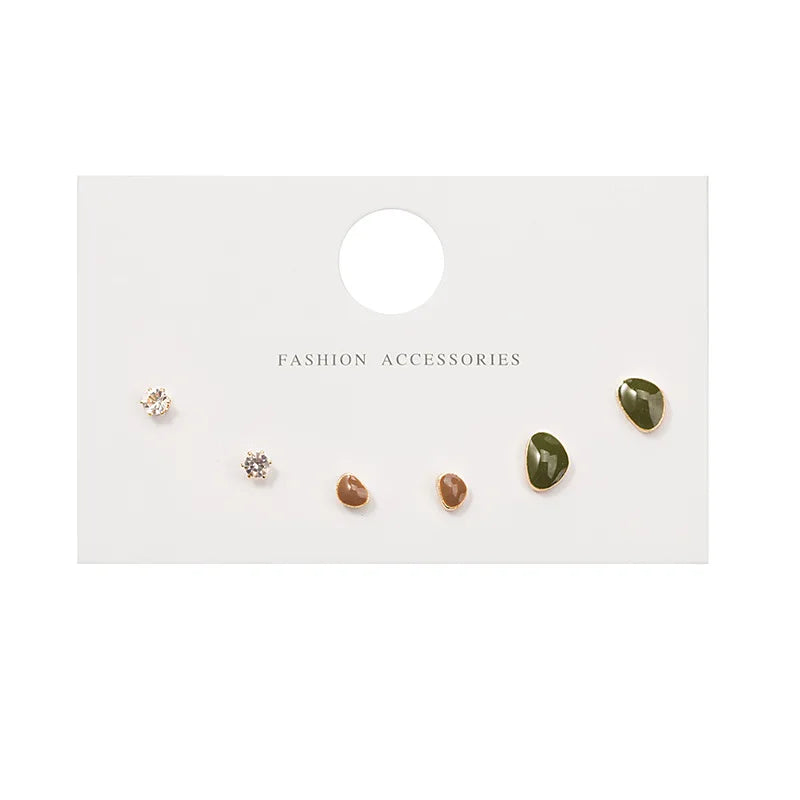 S925 Silver Needle Stud Earrings Set lifestyle view