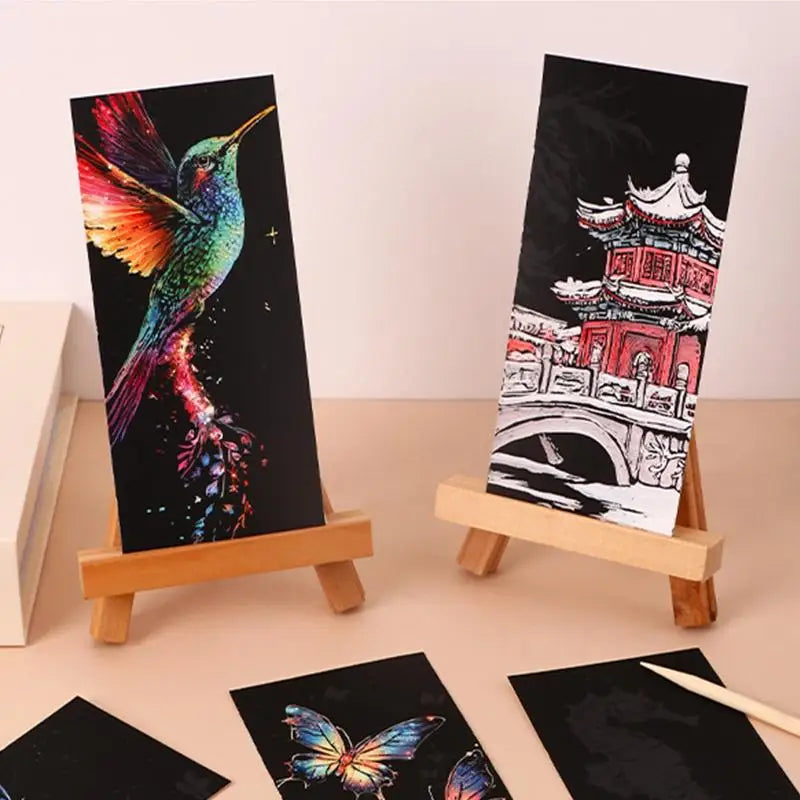12Pcs Stylus Animal Scratch Art Set with Bookmark Paper for Kids DIY Creative Drawi additional angle