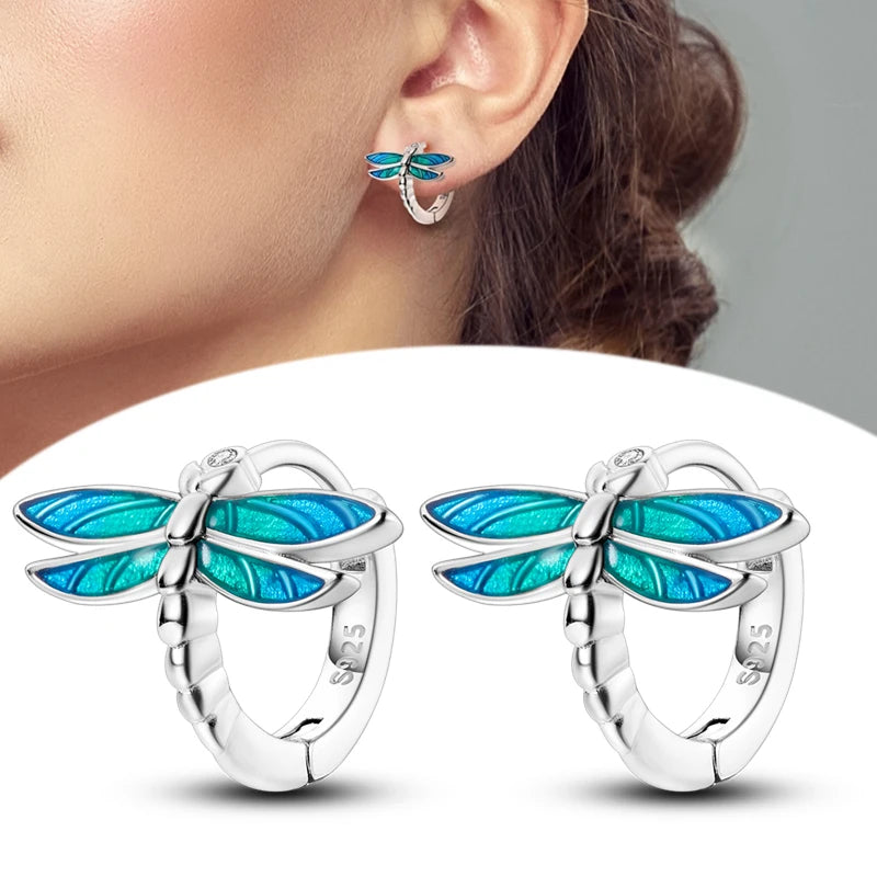 Hot Sale 925 Sterling Silver Heart Earrings Fit Original Charms Hoop Earrings For Wom lifestyle view