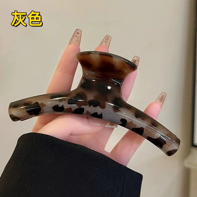 Vintage Leopard Print Hair Claw Clip Large Rectangular Secure Hold Hair Clip for Updos close-up view