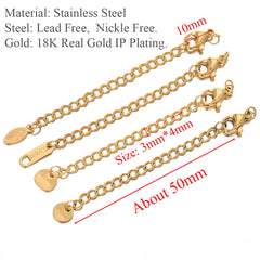 10pcs Stainless Steel Extension Chains with Lobster Clasps | DIY Jewelry Findings alternate view