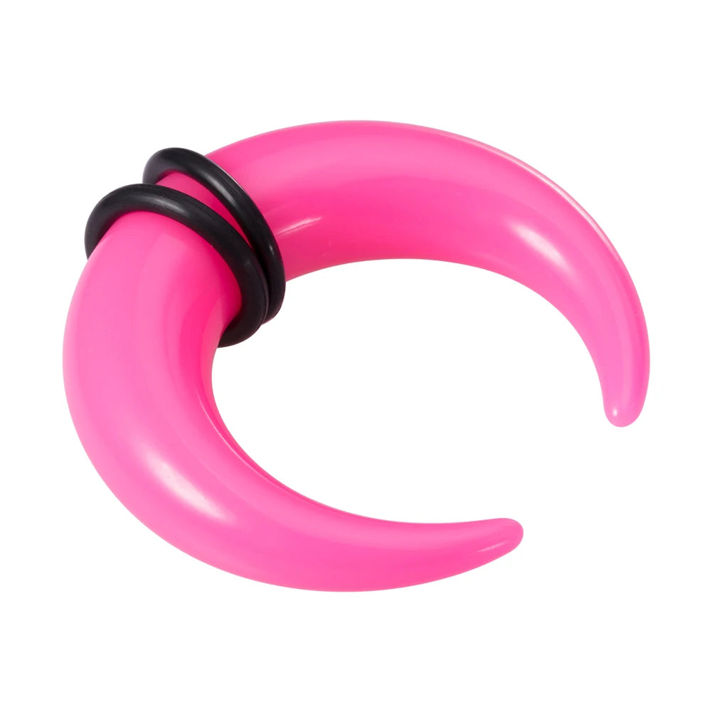 2Pcs Acrylic C Shaped Taper Pincher Septum Rings Gauges Buffalo Horns Piercing Kit Stret detail view