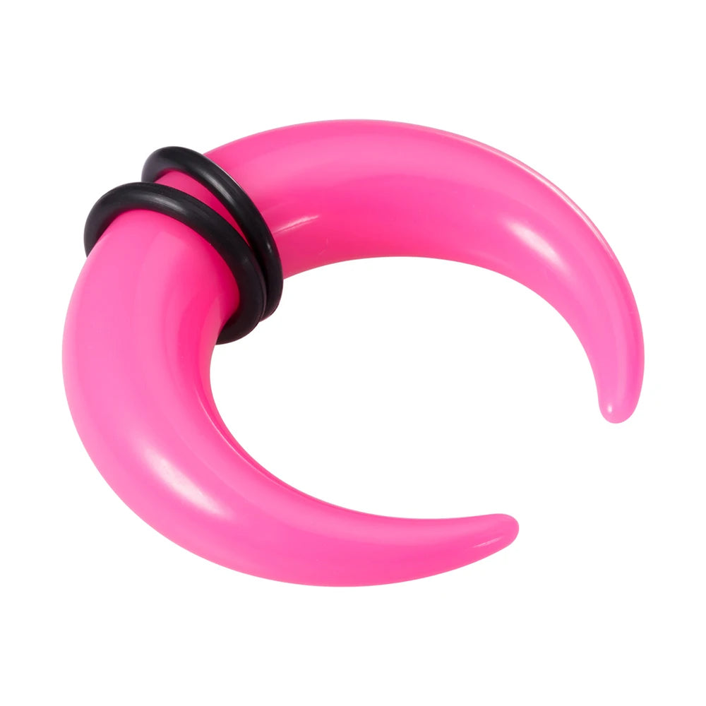 2Pcs Acrylic C Shaped Taper Pincher Septum Rings Gauges Buffalo Horns Piercing Kit Stret detail view