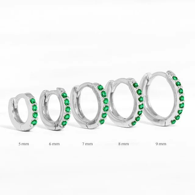 2PCS Stainless Steel Minimal Crystal Zirconia Hoop Earrings Gold Silver Color Small Hugg detail view