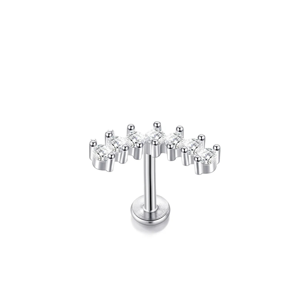 1/5Pcs 316L Stainless Steel Delicate Flower Tragus Cartilage Stud Earring,Internally alternate view