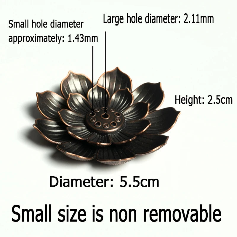 Lotus Flower Incense Burner | Metal Wax Melt Holder for Temple and Home detail view