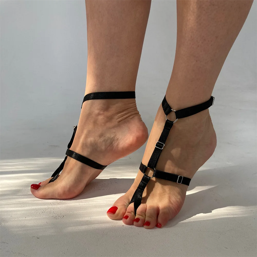 Ingemark Gothic Black Elastic Band Bandage Anklet Bracelet for Women High Heel Summer lifestyle view