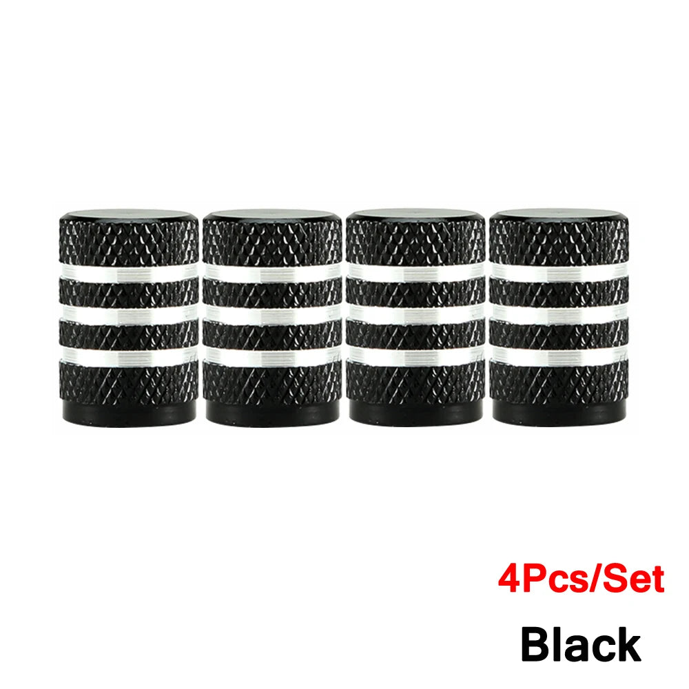 DSYCAR 4Pcs Silver Car Tire Valve Stems Cap Knurling Style Tire Valve Cap Aluminum Ti alternate view