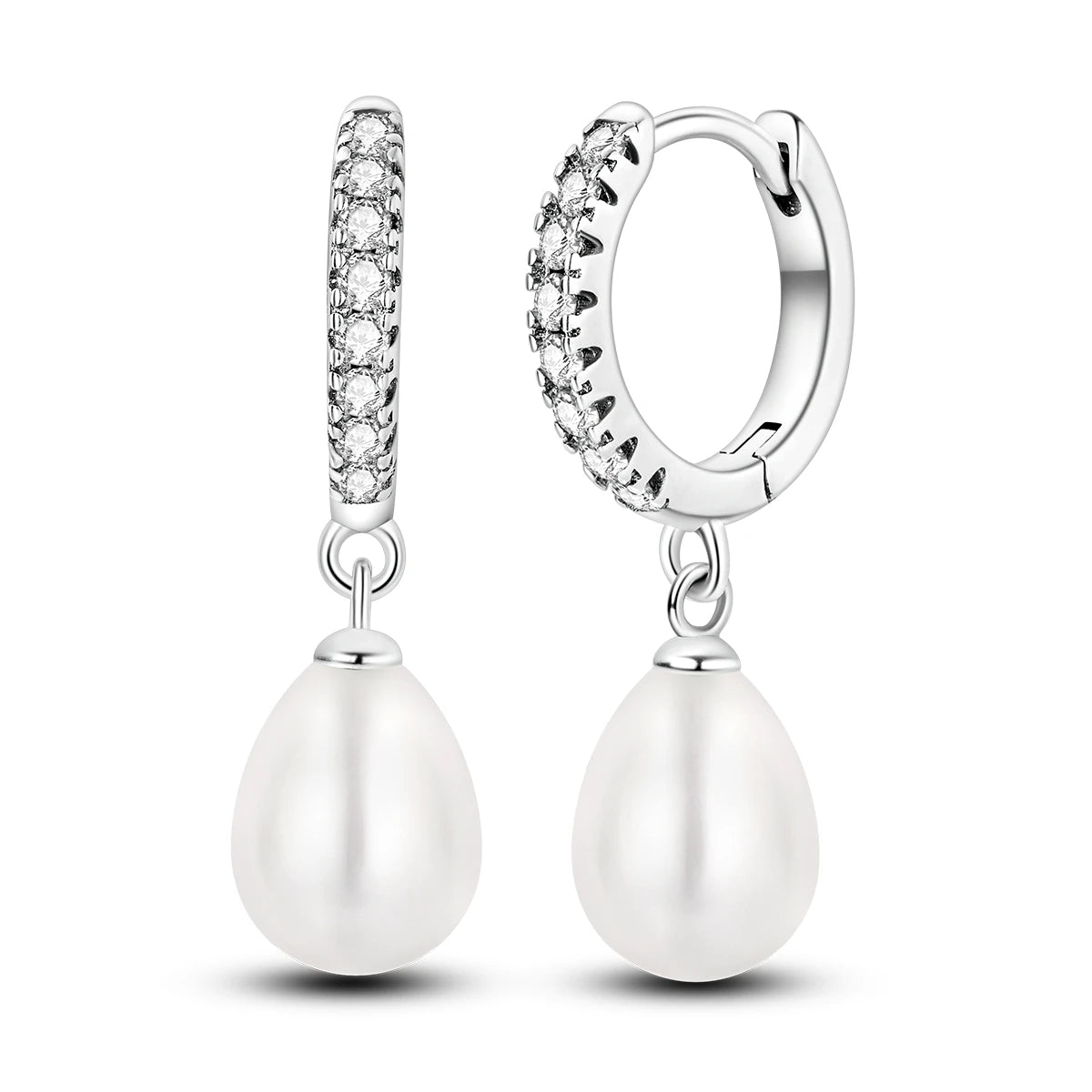 Original 925 Sterling Silver Women Hoop Earrings High Quality Shine Zircon U Shaped Cl close-up view