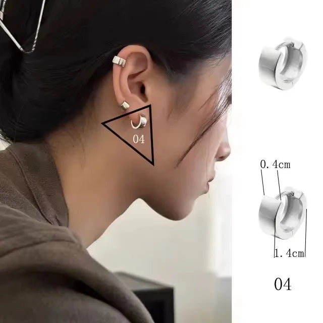 PANJBJ925 Sterling Silver Frosting Hoop Earrings For Women Texture Geometry Design Tr alternate view