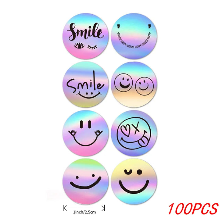 100-500pcs Rainbow Laser Thank you for supporting my small business Stickers Gift Env alternate view