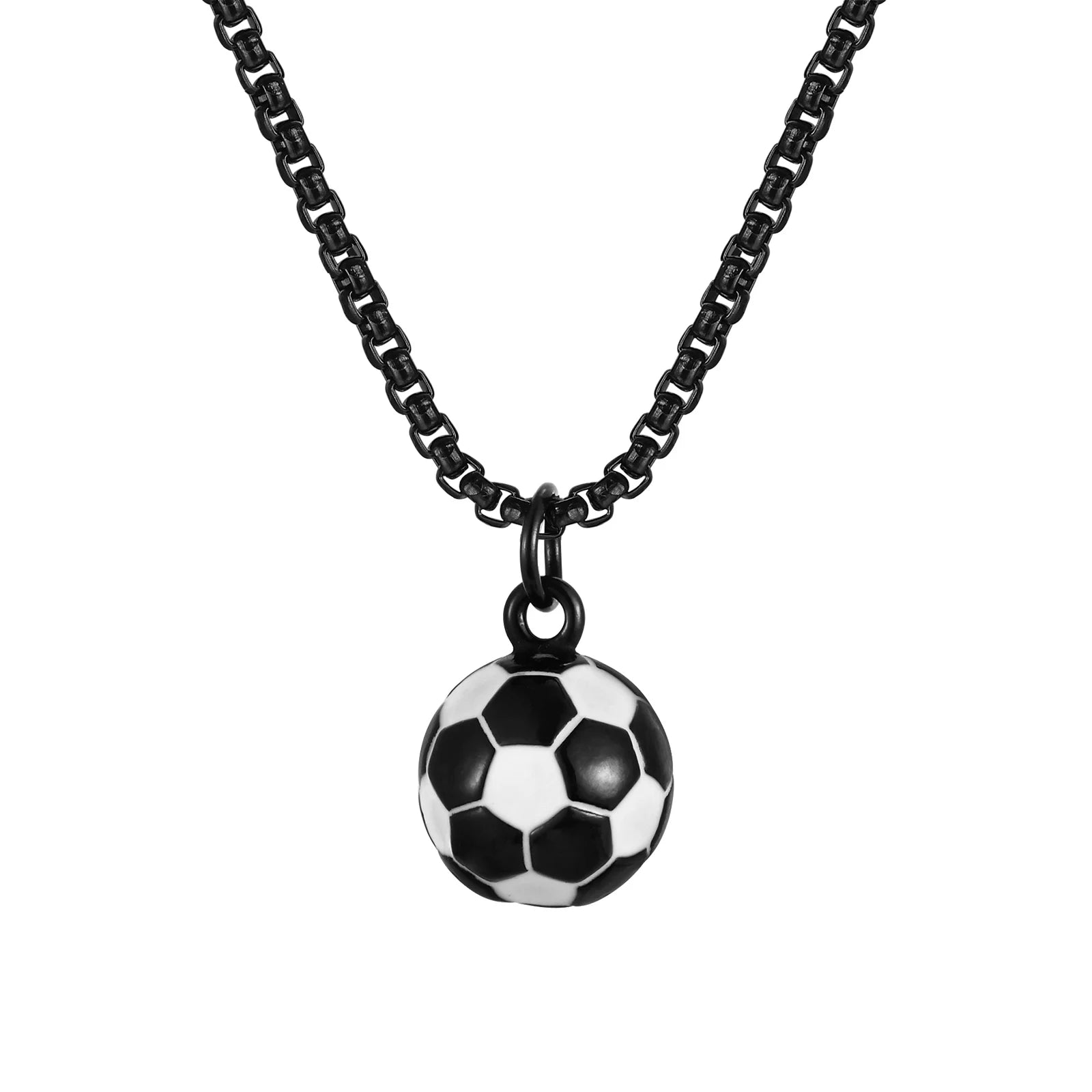 Vnox Lucky 3D Soccer Football Pendant Necklaces for Men Boys, Stainless Steel Collar, alternate view