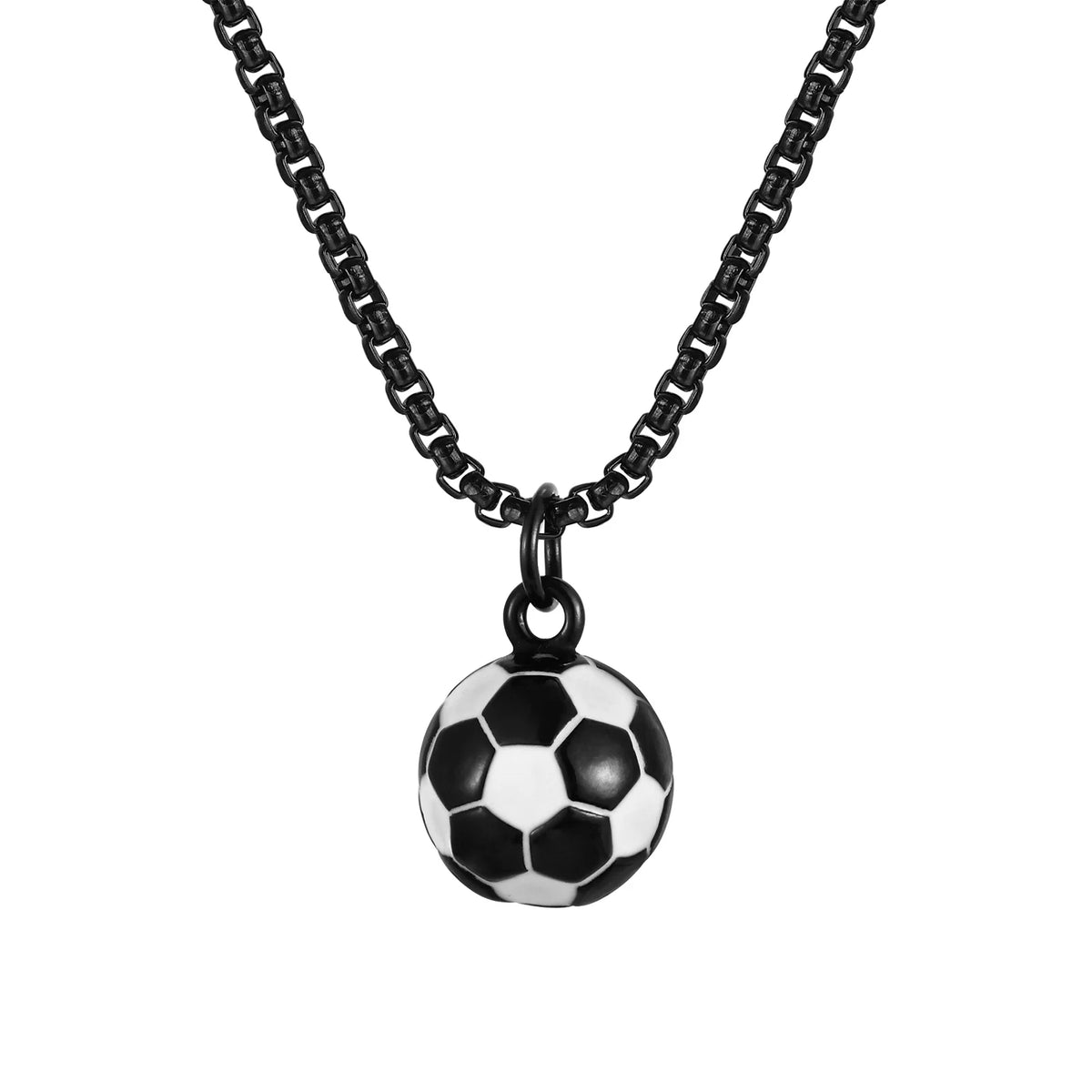Vnox Lucky 3D Soccer Football Pendant Necklaces for Men Boys, Stainless Steel Collar, alternate view